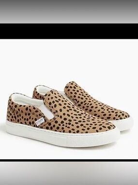 J Crew jcrew Size 7 Women’s Leopard Print Canvas Slip On Sneakers Shoes Slides